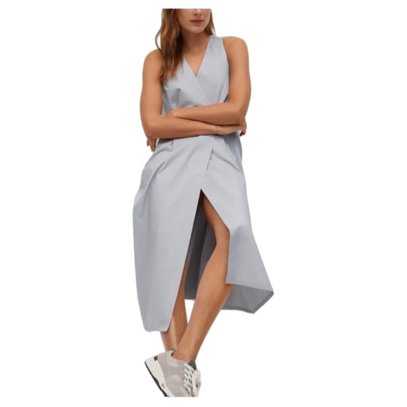 Mango Crossover Wrap Cotton Dress Dart Detail XS - Picture 1 of 12